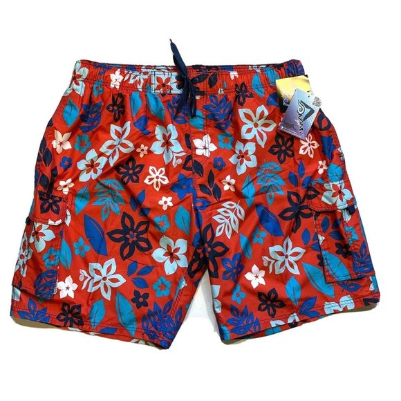 Kanu Surf Cargo‎ Board Shorts Swim Trunks Mens 3X Revival Hawaiian Tropical NWT - Picture 1 of 12